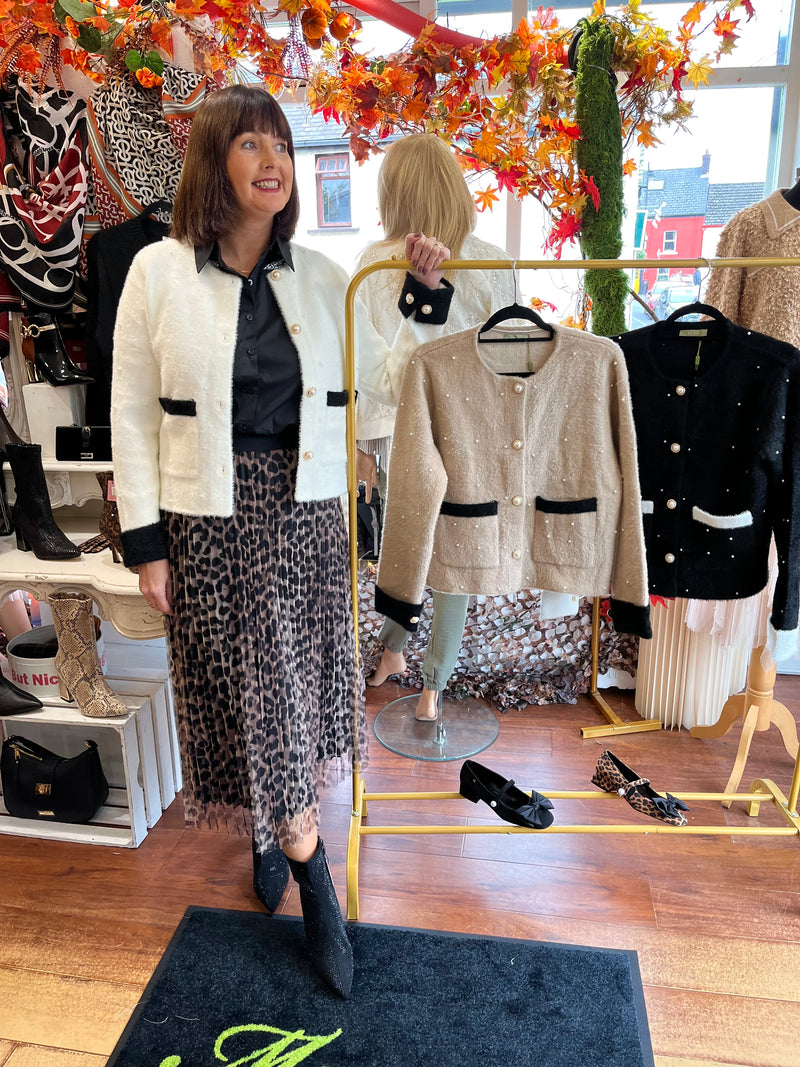 Sarah Tulle Skirt - Taupe Animal Print