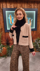 Coco Pearl Embellished Knitted - Camel