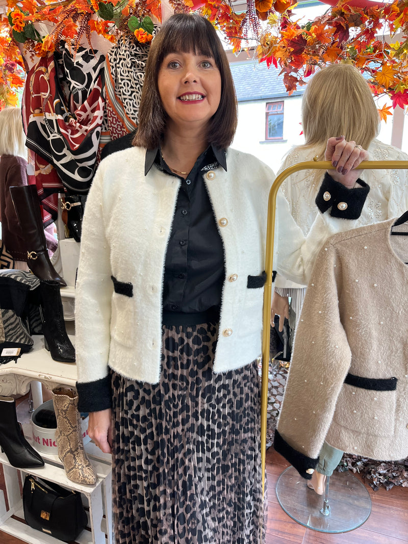 Coco Pearl Embellished Knitted - Cream