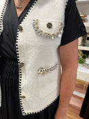 Ari Pearl &  Sequin Knit Gilet - Cream
