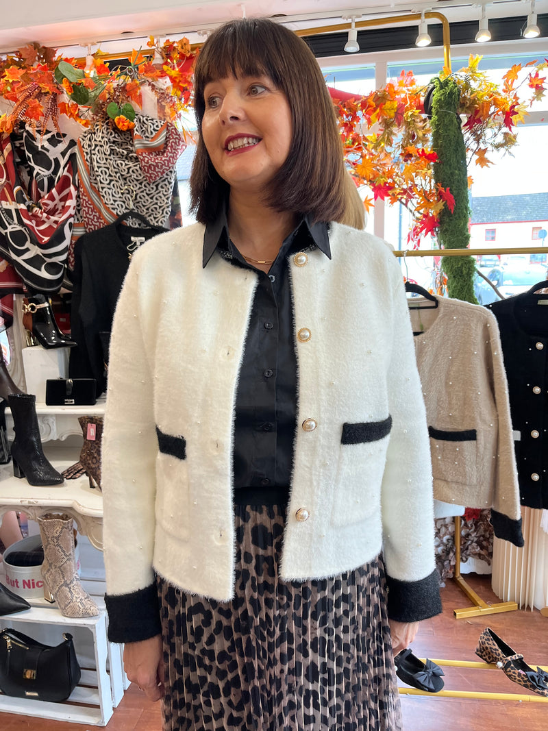 Coco Pearl Embellished Knitted - Cream