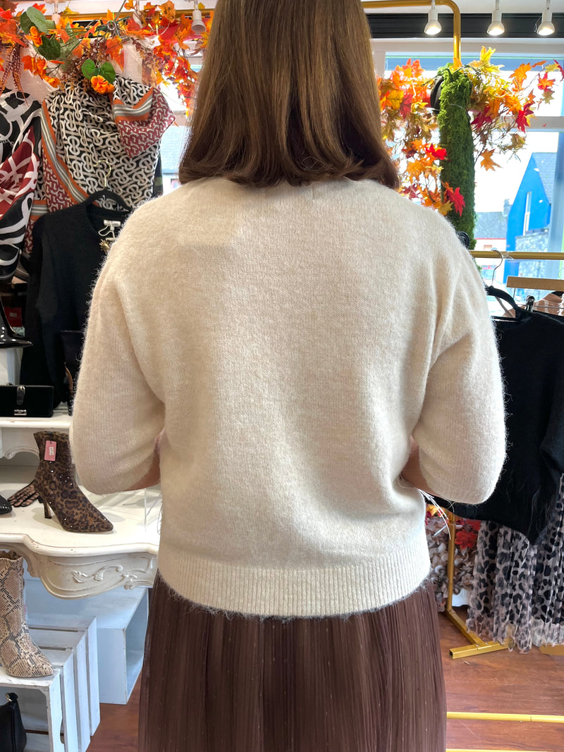 Rory Feather Knit Jumper - Cream