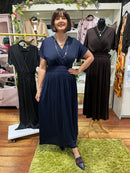Magic Cap Sleeve Maxi Dress - Navy