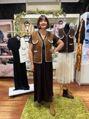 Ari Pearl & Sequin Knit Gilet - Chesnut