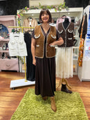 Ari Pearl & Sequin Knit Gilet - Chesnut