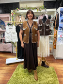 Ari Pearl & Sequin Knit Gilet - Chesnut