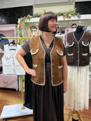 Ari Pearl & Sequin Knit Gilet - Chesnut