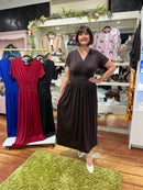 Magic Cap Sleeve Maxi Dress - Brown