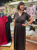 Magic Cap Sleeve Maxi Dress - Brown