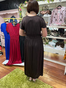 Magic Cap Sleeve Maxi Dress - Brown