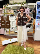 Ari Pearl &  Sequin Knit Gilet - Chocolate Brown