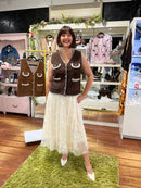 Ari Pearl &  Sequin Knit Gilet - Chocolate Brown