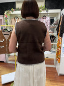 Ari Pearl &  Sequin Knit Gilet - Chocolate Brown