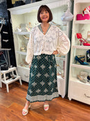 Darla Forest Green & Gold Print Dress
