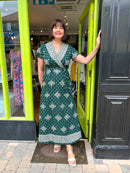 Darla Forest Green & Gold Print Dress