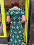 Darla Forest Green & Gold Print Dress