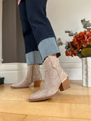 XTI Sparkle Cowboy Boots - Beige 14610