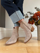 XTI Sparkle Cowboy Boots - Beige 14610