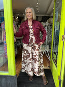 Delta Suede Jacket With Adjustable Waist Ties - Burgundy