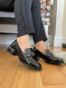 Zanni & Co Tongling Leopard Heel Loafer - Black