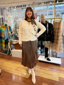 Laurel Gold Thread & Pearl Knitted Jacket - Cream