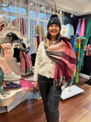 Celtic Ore Herringbone Scarf - Maroon & Dark Grey Ombre