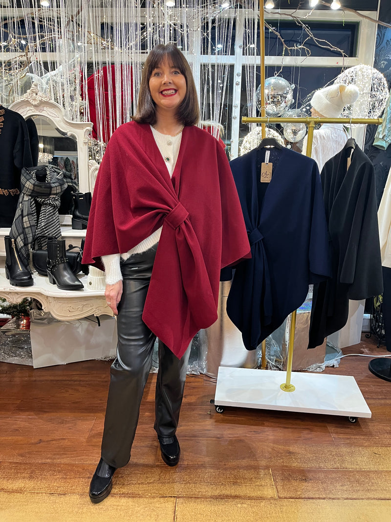 Mina Bow Knot Cape - Maroon