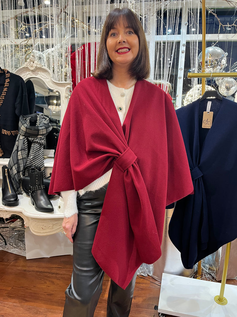 Mina Bow Knot Cape - Maroon