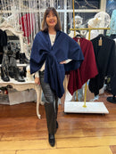 Mina Bow Knot Cape - Navy