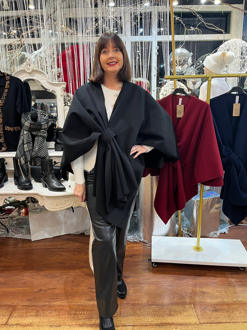 Mina Bow Knot Cape - Black