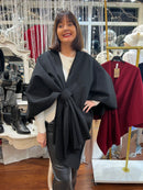 Mina Bow Knot Cape - Black