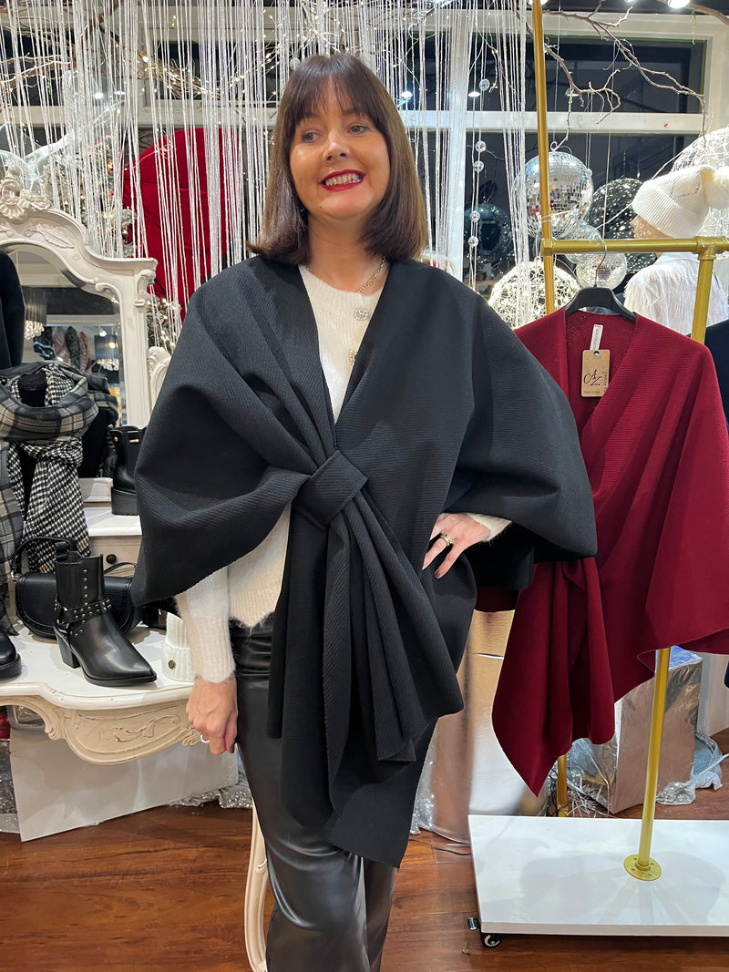 Mina Bow Knot Cape - Black