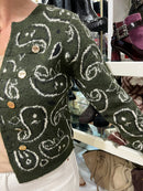 Sadhbh Gold Button Paisley Cardi - Green