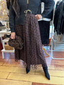Lora Polka Tulle Reversible Skirt - Chocolate Brown