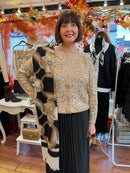 Sienna Sequin Cardi - Camel
