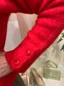 Shell Gold Brooch Cardi - Red