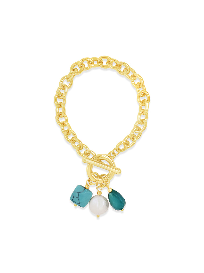 Absolute Chain Bracelet B2351TQ Turquoise & Gold