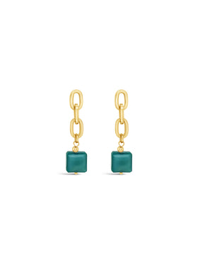 Absolute Chain Drop Earrings E2353TQ Gold & Turquoise