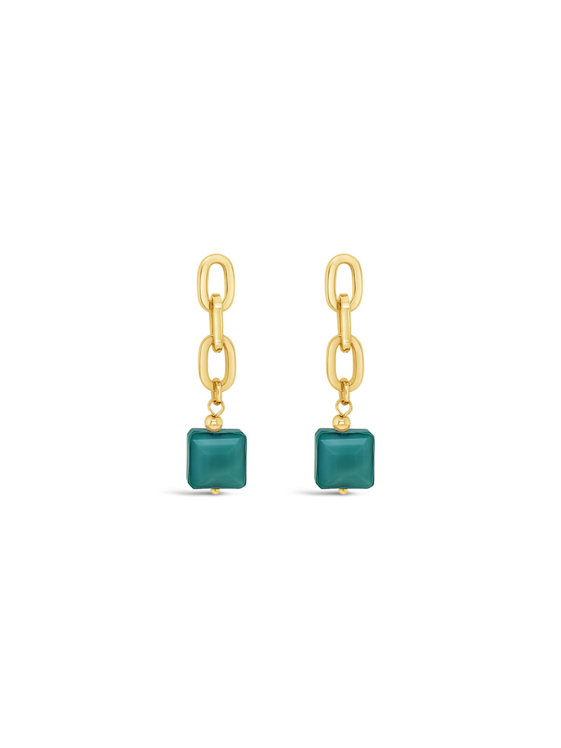 Absolute Chain Drop Earrings E2353TQ Gold & Turquoise