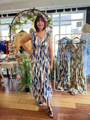 Magic Bay Leaf Print Maxi Dress - Midnight Blue