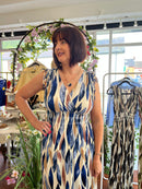 Magic Bay Leaf Print Maxi Dress - Midnight Blue