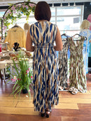 Magic Bay Leaf Print Maxi Dress - Midnight Blue