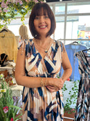 Magic Abstract Printed Maxi Dress - Navy & Camel
