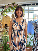 Magic Abstract Printed Maxi Dress - Navy & Camel