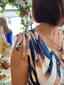 Magic Abstract Printed Maxi Dress - Navy & Camel