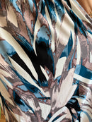 Magic Abstract Printed Maxi Dress - Teal, Mushroom & Sky Blue