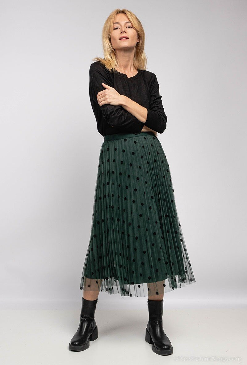 Nica Polka Dot Reversible Skirt - Emerald Green