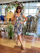 Magic Bay Leaf Print Short Dress - Midnight Blue