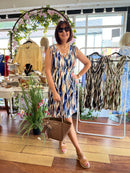 Magic Bay Leaf Print Short Dress - Midnight Blue