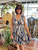 Magic Bay Leaf Print Short Dress - Midnight Blue